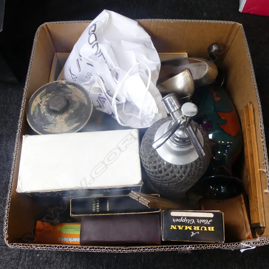 ASST. COLLECTABLES; CHINA, SODA, BURMAN CLIPPERS, 2 VINTAGE RULERS, GLOVES, etc Image 1++