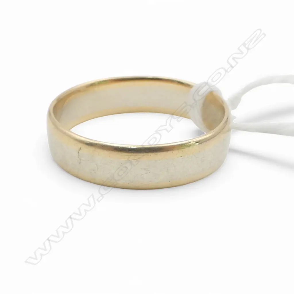 9ct banded YELLOW & WHITE GOLD BAND RING 5gms SIZE W Image 1++