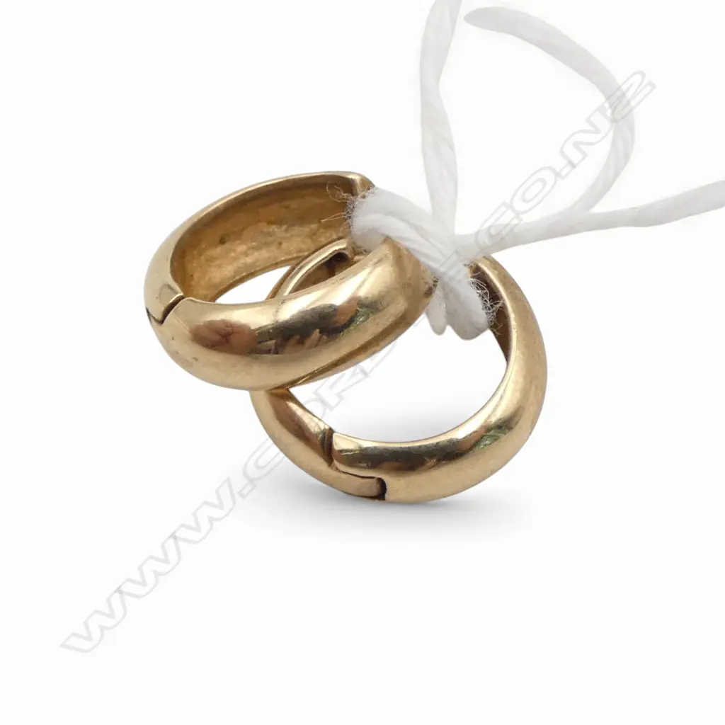 PR 9ct YELLOW GOLD HINGED HUGGIE STYLE EARRINGS pierced fittings 2.86gms Image 1++