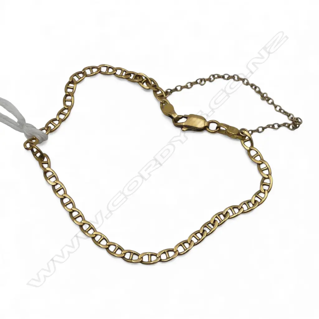 18ct YELLOW GOLD CAPSTAN CHAIN LINK BRACELET 4.6gms Image 1++