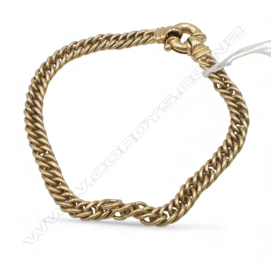 9ct GOLD CURB LINK BRACELET sprung ring clasp 21.1gms