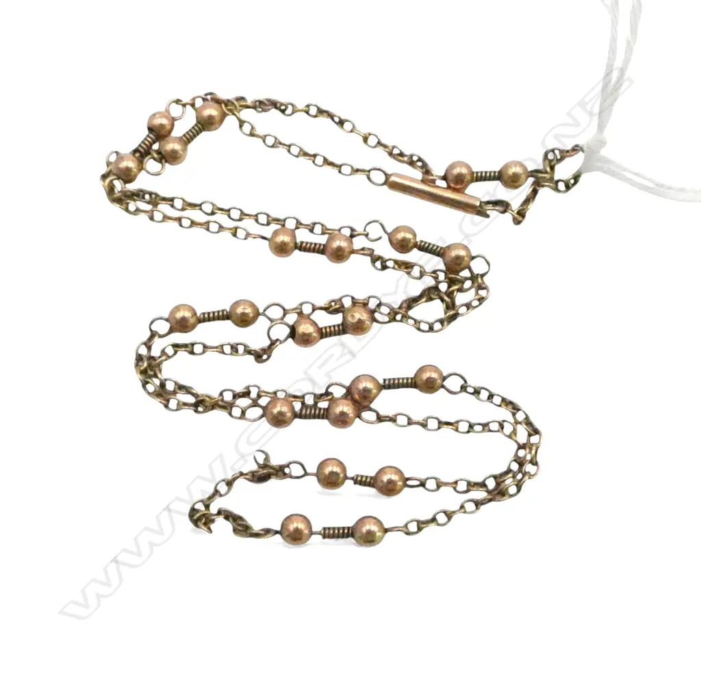 9ct ROSE GOLD NECK CHAIN bead detail. L.470mm. 5gms Image 1++