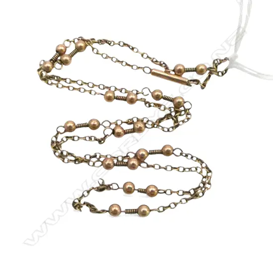 9ct ROSE GOLD NECK CHAIN bead detail. L.470mm. 5gms