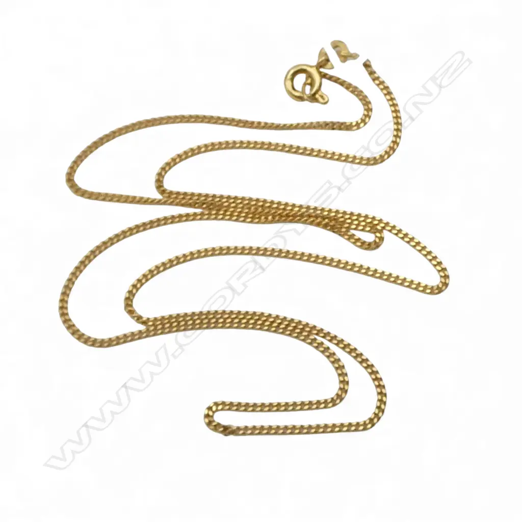 18ct GOLD FINE FLAT CURB LINK NECK CHAIN L.440mm 3.55gms Image 1++