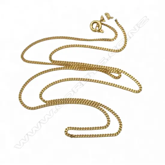 18ct GOLD FINE FLAT CURB LINK NECK CHAIN L.440mm 3.55gms