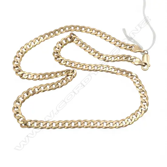 9ct YELLOW GOLD flat curb link NECK CHAIN L.480mm 22.7gms