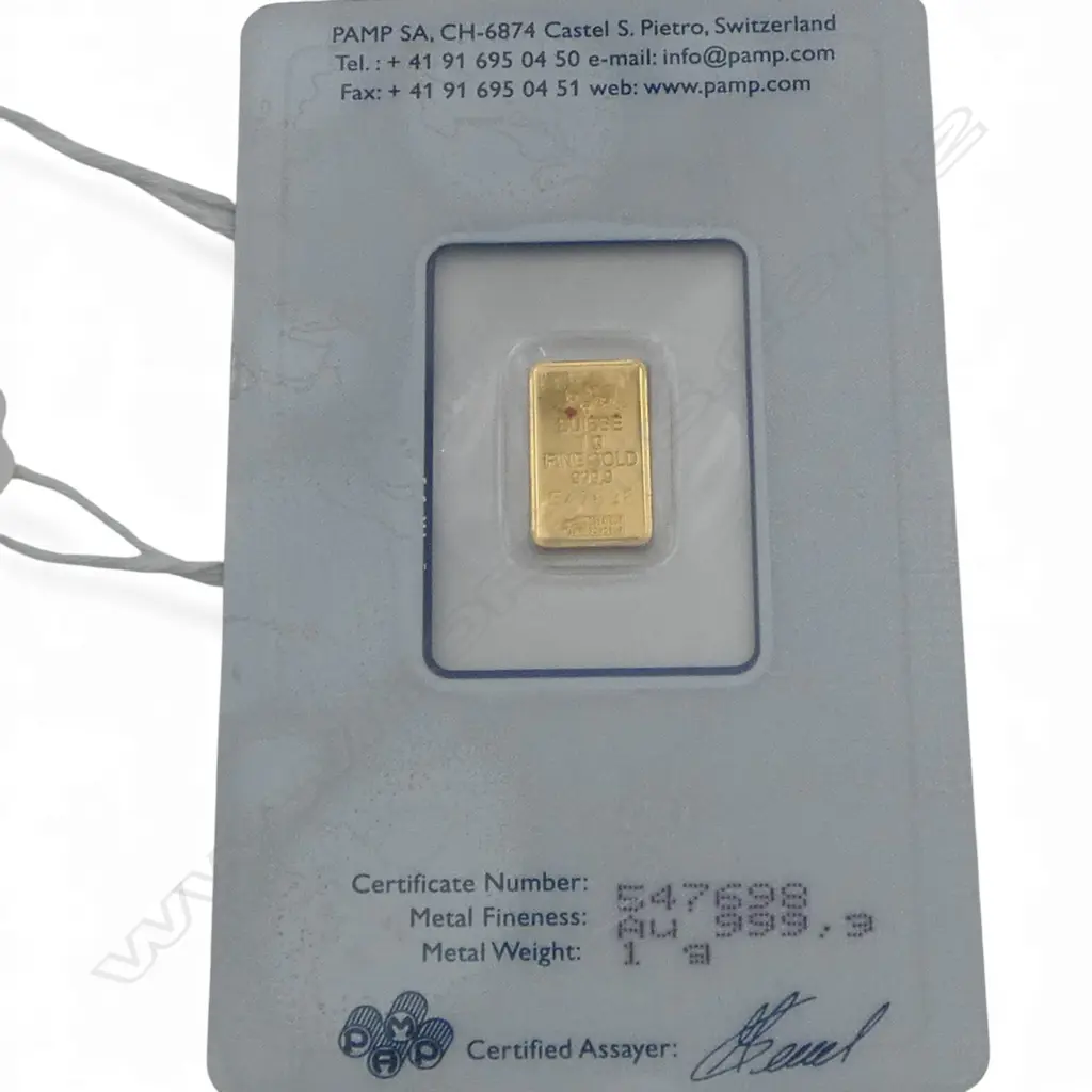 PAMP BULLION 1g 999.9 GOLD PROOF INGOT plastic cased Image 1++