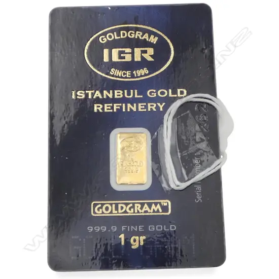 ISTANBUL GOLD REFINERY 1g 999.9 GOLD PROOF INGOT plastic cased