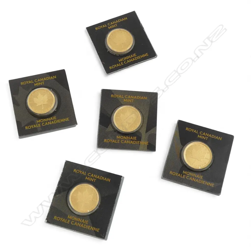 5X CANADIAN 1g 9999 GOLD PROOF INGOT plastic cased Image 1++