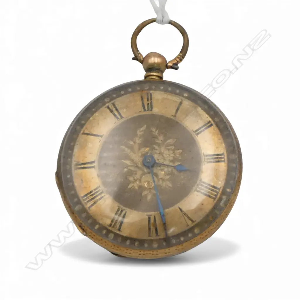 18ct GOLD LATE 19thC MID SIZE POCKET WATCH open face dust cover plated 34gms Image 1++