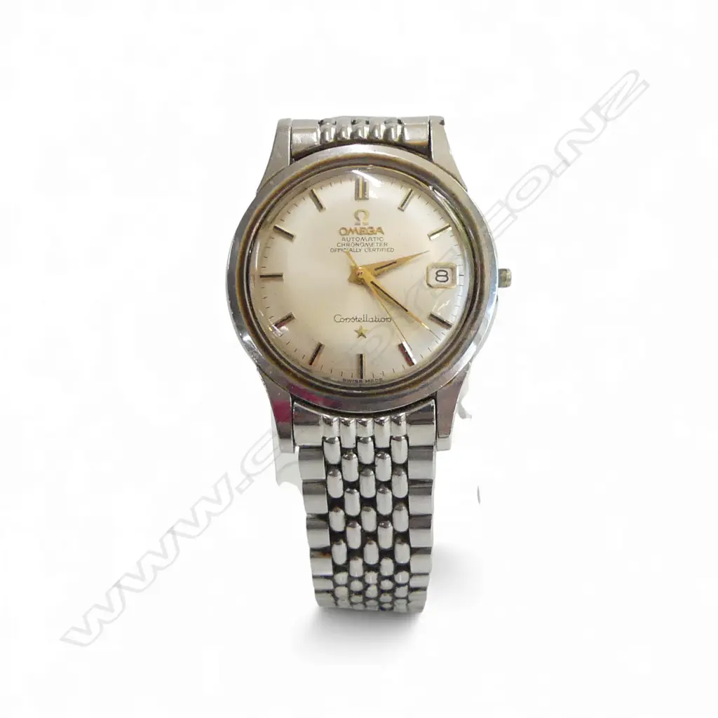 VINTAGE OMEGA CONSTELLATION CHRONOMETER AUTOMATIC WRISTWATCH crown & case tube loose, sweep hand moving Image 1++