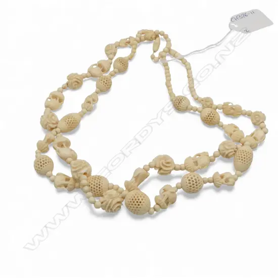 2 IVORY CARVED BEAD NECKLACES 