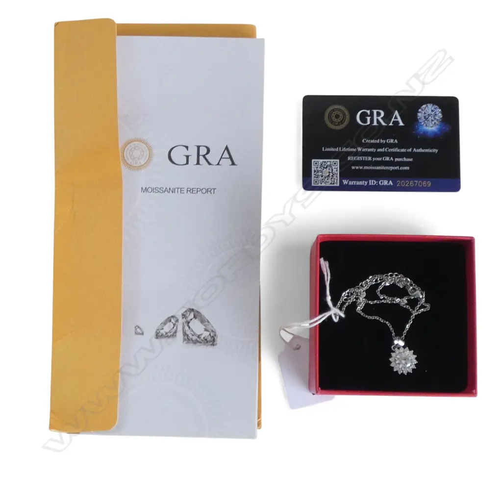 2ct MOISSANITE PENDANT on CHAIN, GRA CERT Image 1++