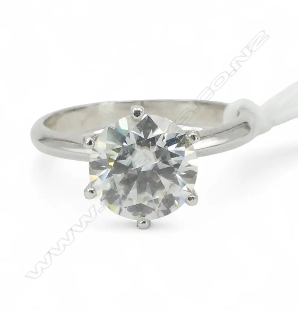 3ct MOISSANITE SILVER RING, GRA CERT Image 1++