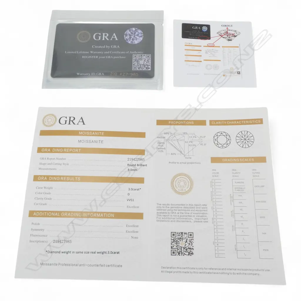 3ct MOISSANITE SILVER RING, GRA CERT Image 1++