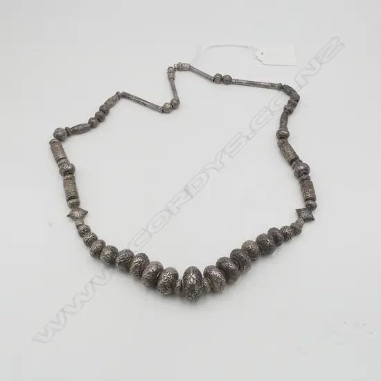 LONG VINTAGE TRIBAL SILVER NECKLACE. Testing 97% silver. L.660mm