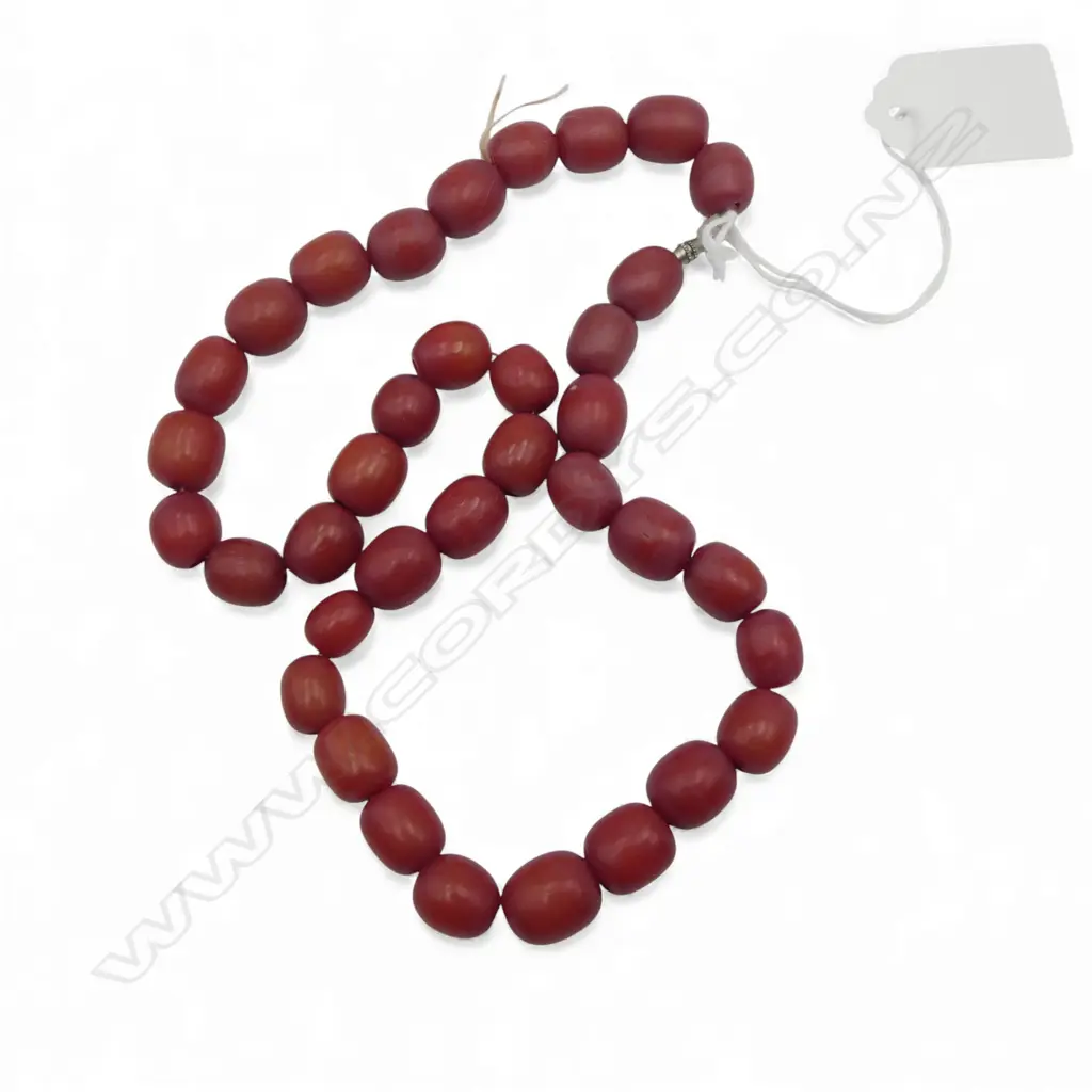 BAKELITE?AMBER? BEAD NECKLACE L.480mm Image 1++