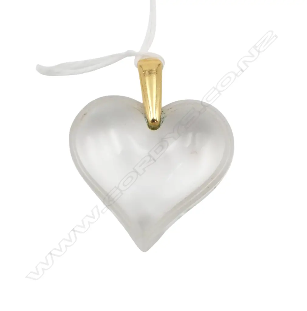 LALIQUE CLEAR CRYSTAL HEART PENDANT, bale stamped Lalique Image 1++