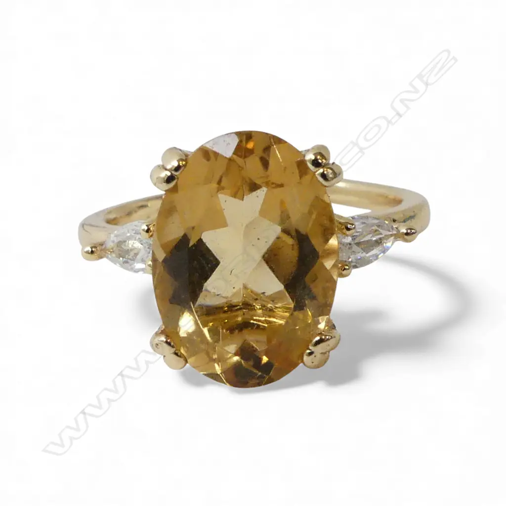 CITRINE & CZ DRESS RING, w AIG CERTIFICATION Image 1++
