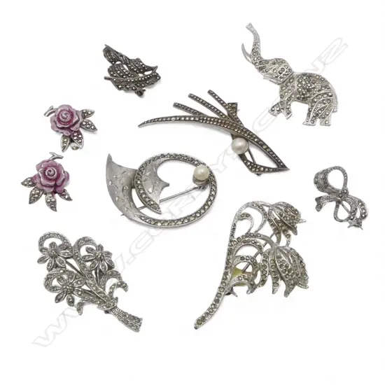 ASST VINTAGE MARCASITE BROOCHES