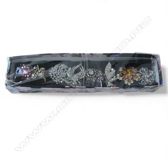 8 LRG VINTAGE AURORA BOREALIS BROOCHES & 1 PENDANT