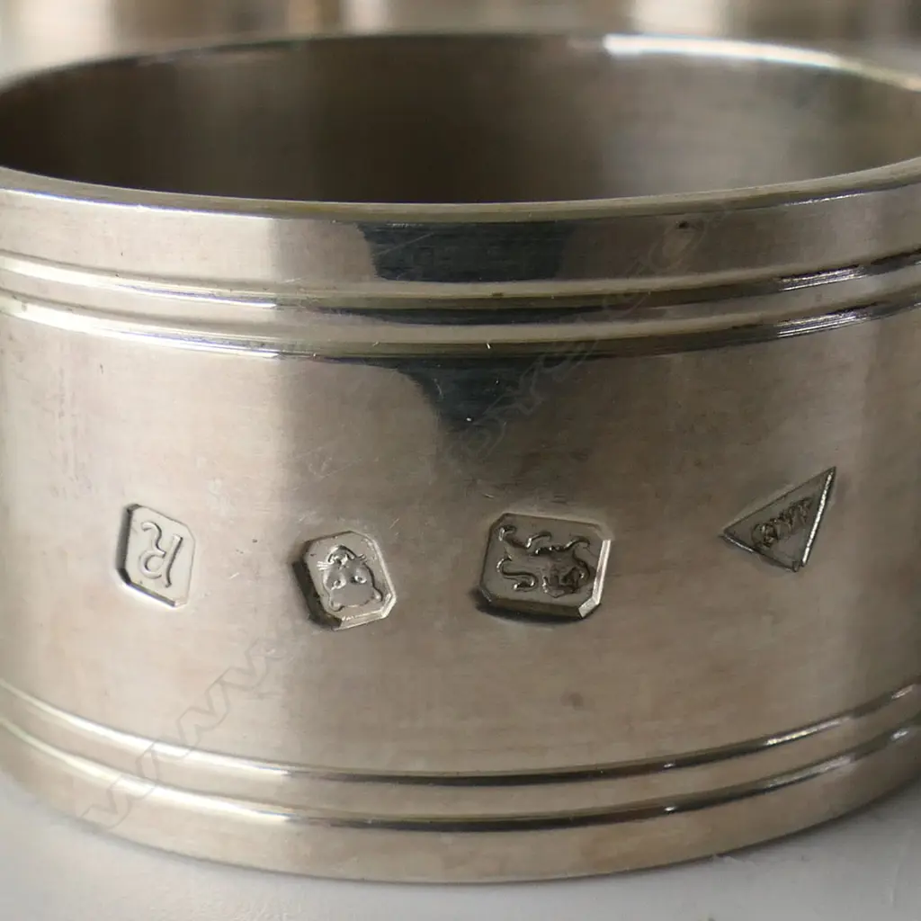 SIX STERLING SILVER NAPKIN RINGS, LONDON 1991, 424gm Image 1++