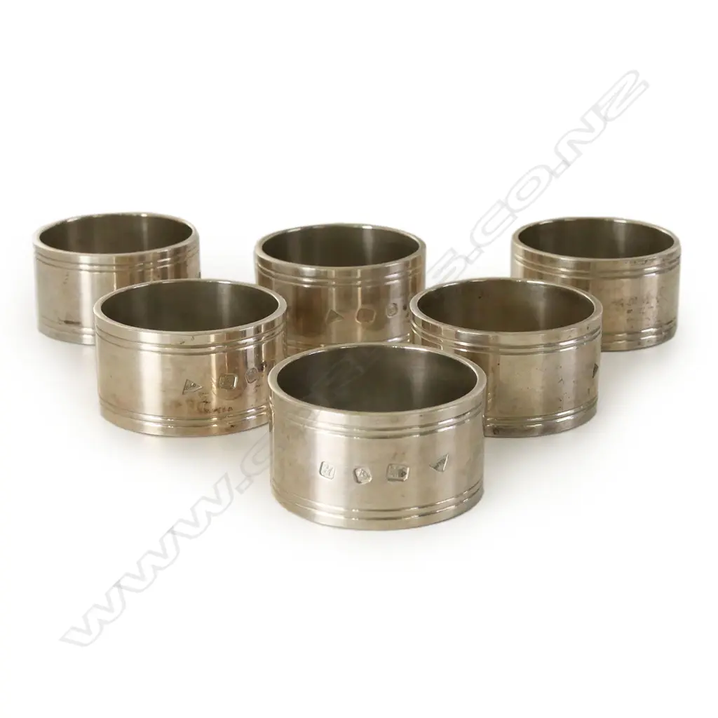 SIX STERLING SILVER NAPKIN RINGS, LONDON 1991, 424gm Image 1++