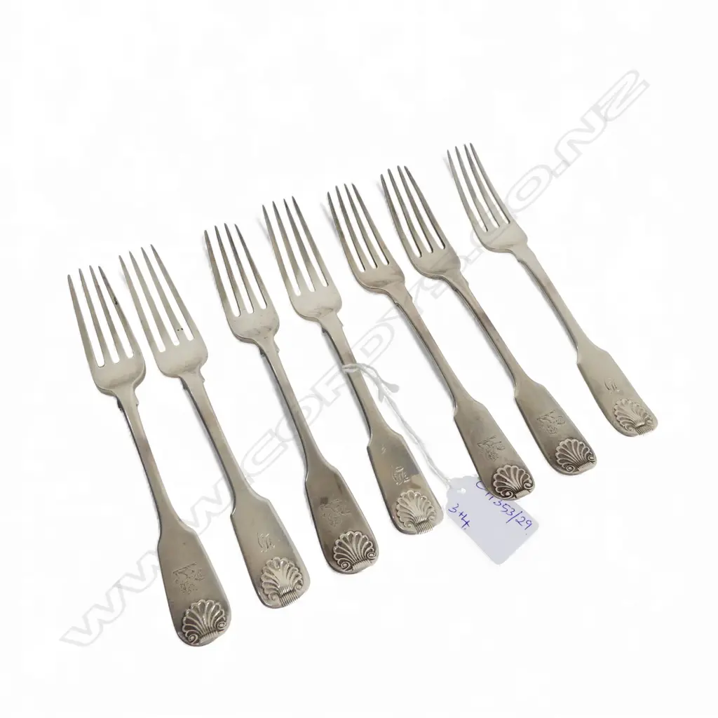 7 VICTORIAN STG SILVER FORKS (3+4) L.180mm 354gms Image 1++