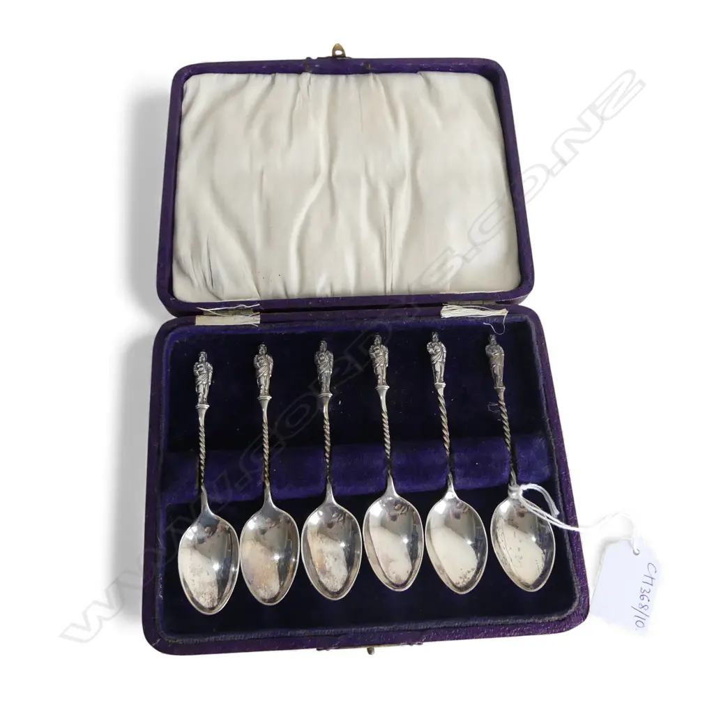6 STG SILVER TEASPOONS, BOXED 76gms Image 1++
