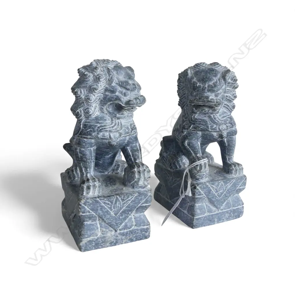 PR SOAPSTONE CARVED FOO DOGS H160MM Image 1++