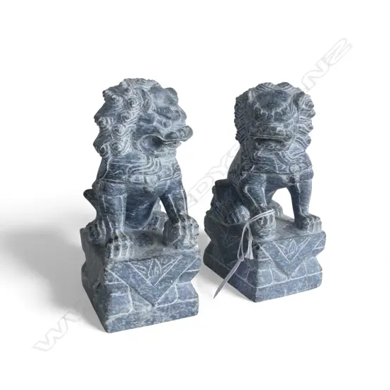 PR SOAPSTONE CARVED FOO DOGS H160MM