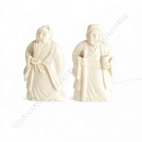2 IVORY NETSUKE; JAPANESE MEN H.50mm