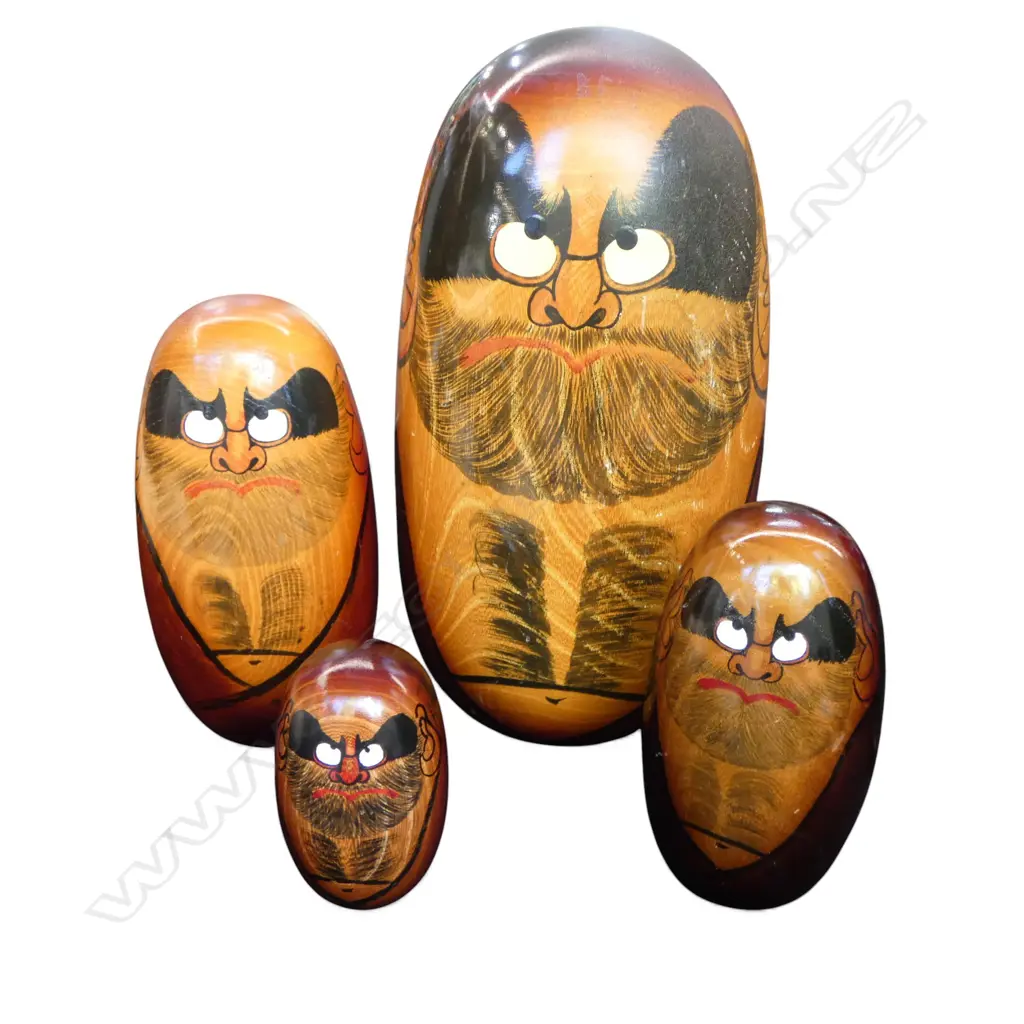 GRADUATED SET 4 MID CENTURY JAPANESE DARUMA FIGURES (symbol of good luck), H.280mm (tallest) Image 1++
