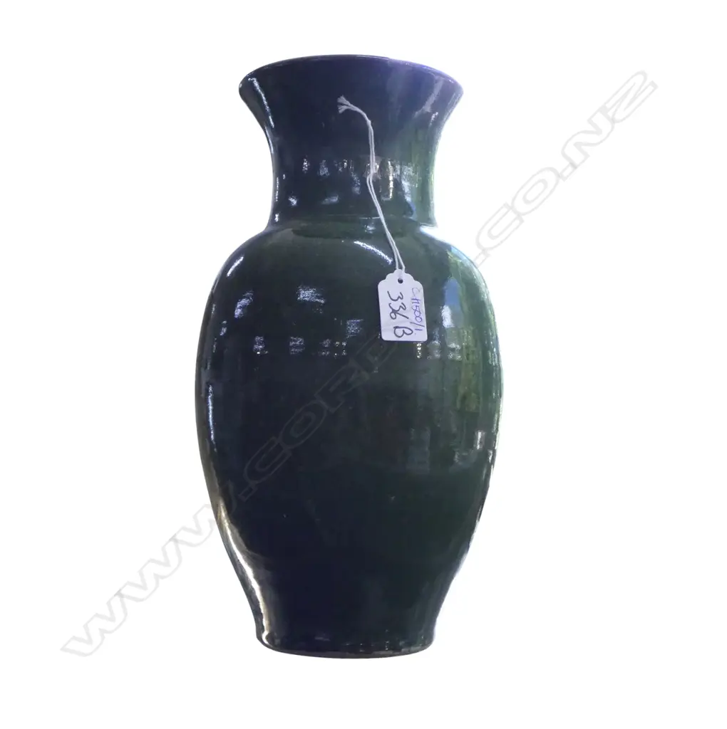 ORIENTAL GREEN GLAZED STUDIO POTTERY VASE H.310mm Image 1++