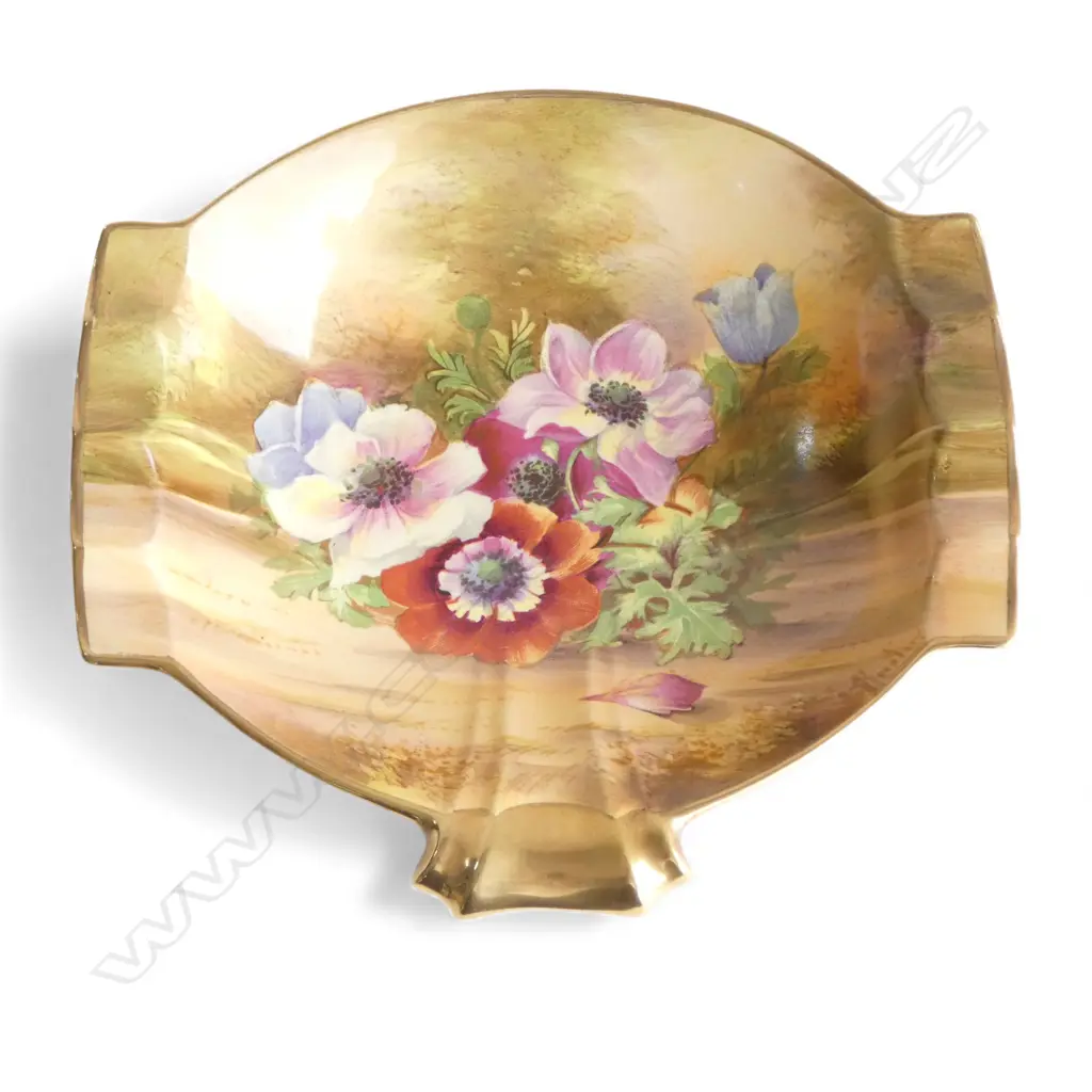 SIGNED HAND PAINTED R/WINTON FLORAL DISH L220MM Image 1++