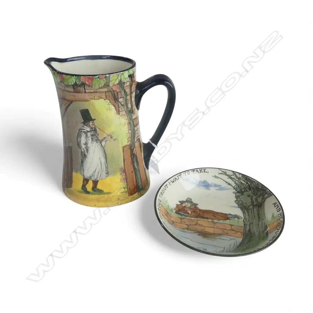 ROYAL DOULTON GAFFERS JUG H.160 & FISHERFOLK DISH Dia 135mm Image 1++