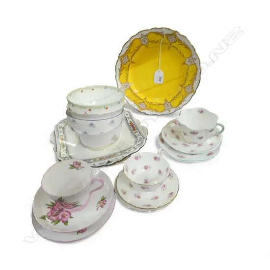 3 SHELLEY CHINA CAKE PLATES 4 SUGAR BOWLS & 3 CSPS MIXED PATS