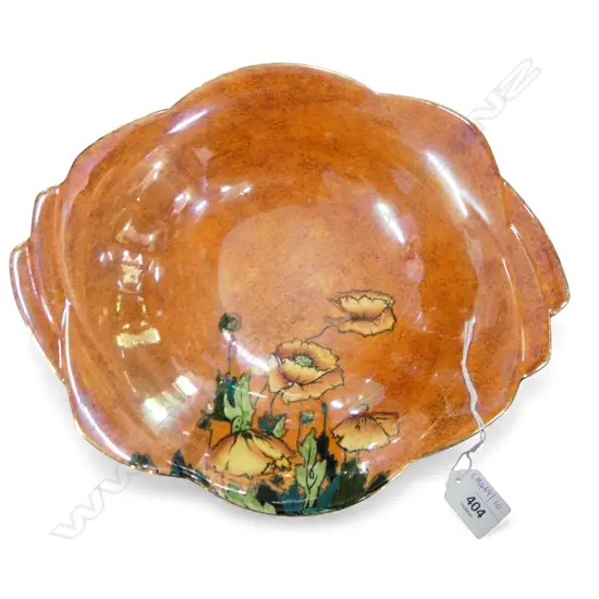 ROYAL WINTON GRIMWADES ORANGE LUSTER FRUIT BOWL POPPY PAT L270MM