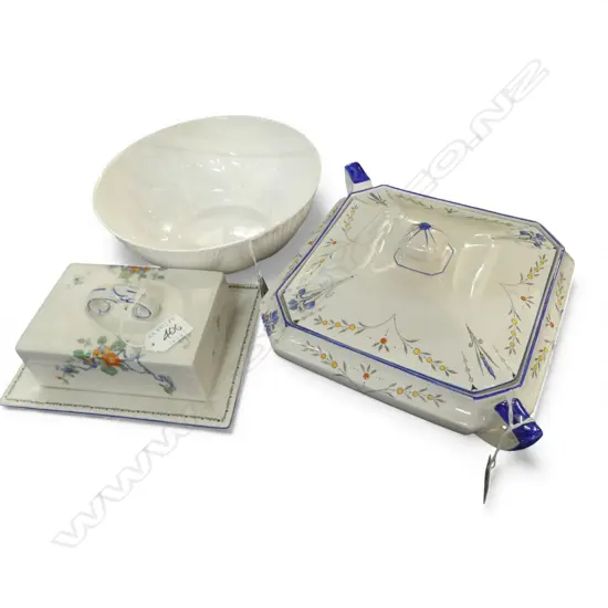 SHELLEY CHINA LIDDED TURREEN LIDDED CHESSE DISH & WHITE BOWL