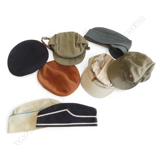 COLLECTION OF 8 MILITARY CAPS VARIOUS ARMIES