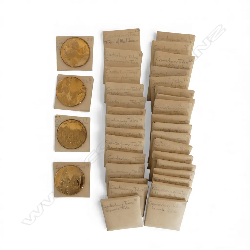 36 SOLID BRONZE 'CANTERBURY TALES' MEDALLIONS 45mm dia Image 1++