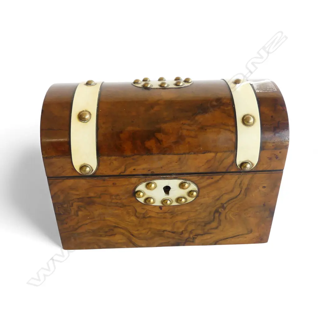 VICTORIAN DOME TOPPED WALNUT WRITING BOX L200MM Image 1++