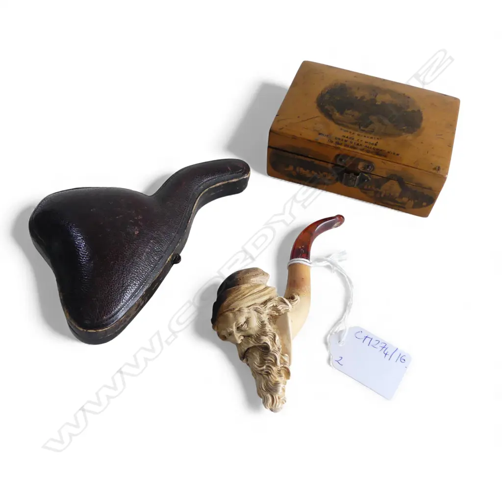 MEERSCHAUM PIPE + TREEN BOX W.95mm Image 1++