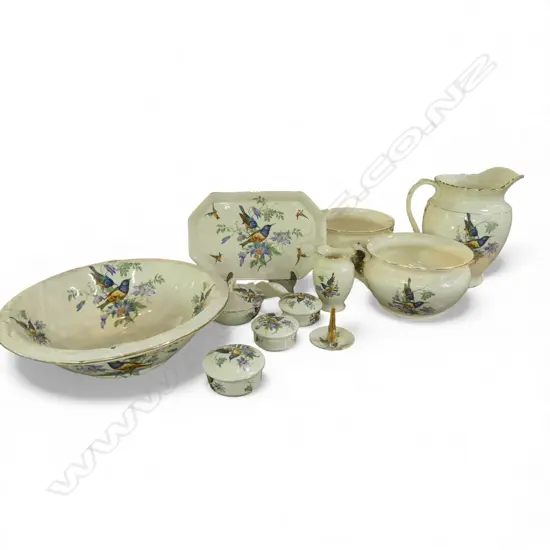 12 PCE ENGLISH WASH SET; BOWL 410mm dia, 2 POTTIES ETC