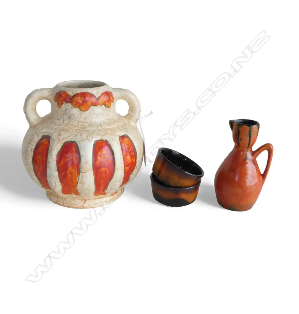 5PCS MID CENTURY BRIGHT GLAZED CHINA H160MM TALLEST Image 1++