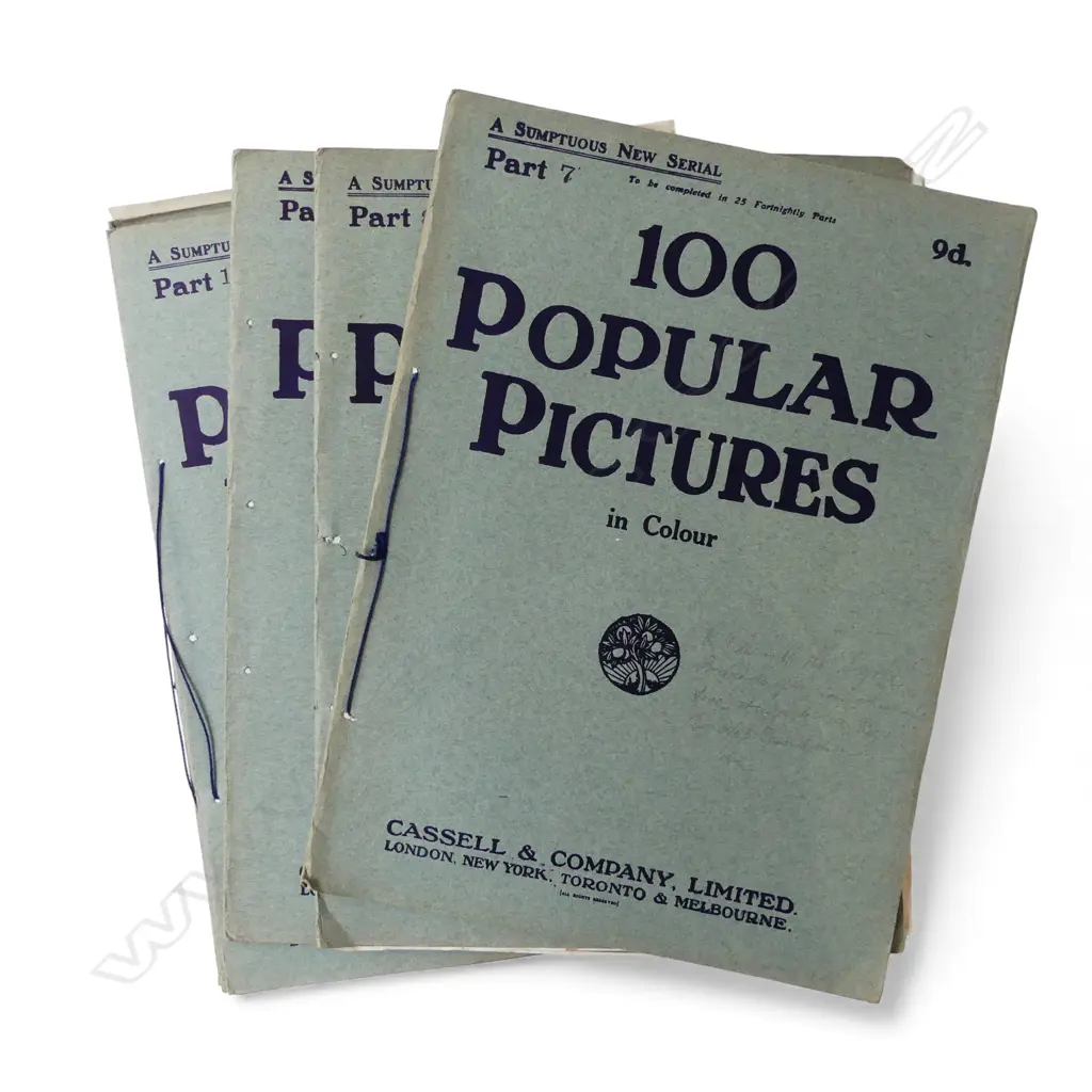 SIX ANTIQUE ‘100 POPULAR PICTURES IN COLOUR’ PARTS 7-12 FACSIMILE GALLERY REPRODUCTION PICTURES C.1910, L.388MM Image 1++