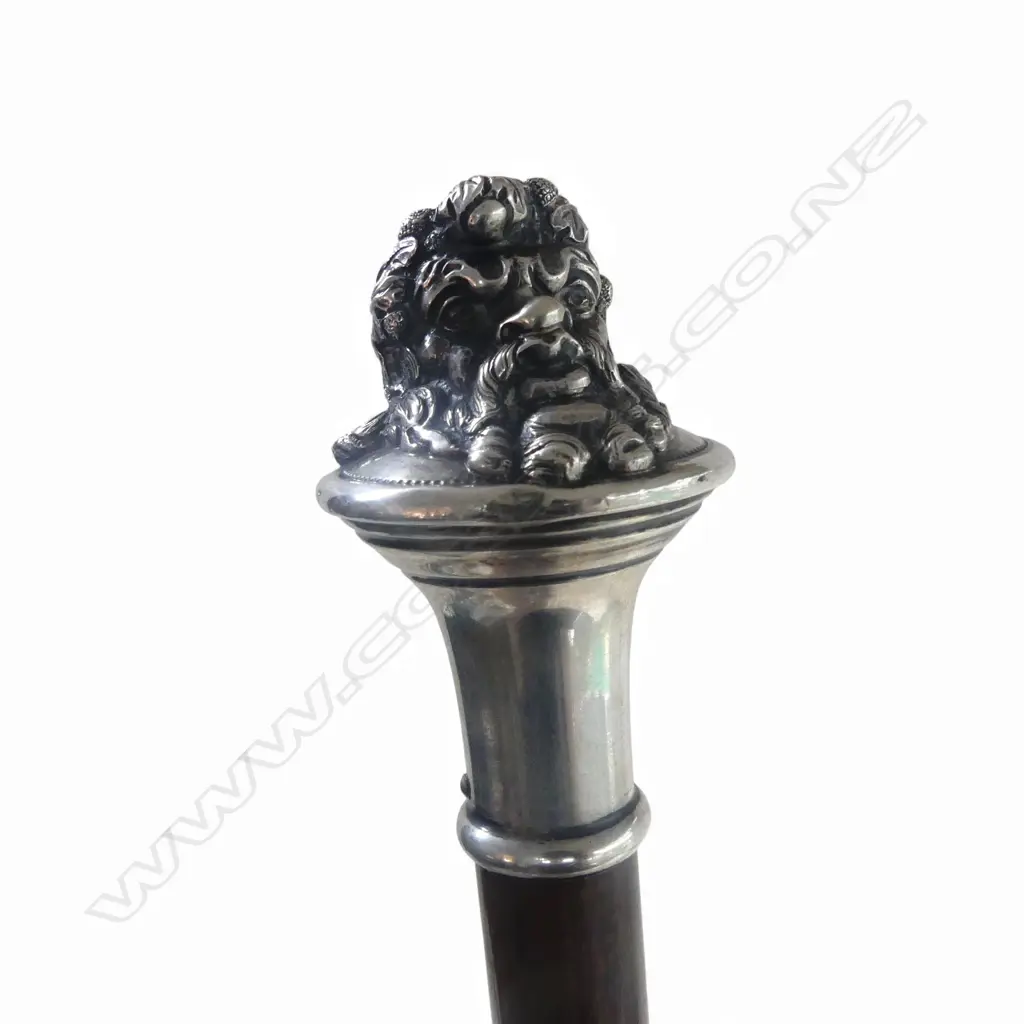 WALKING STICK WITH .800 SILVER NEPTUNE HEAD makers mark 'MA' H.900mm Image 1++