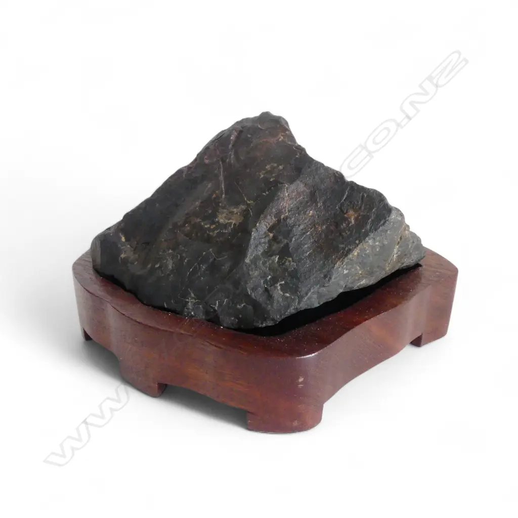 SUISEKI / SCHOLARS STONE ON MAHOGANY STAND W.220mm Image 1++