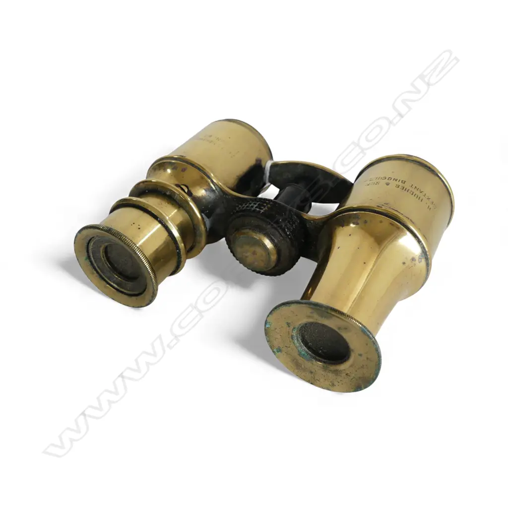 Pair early 20thC brass 'H. Hughes & Son SEXTANT BINOCULARS' W.95mm L.74mm Image 1++