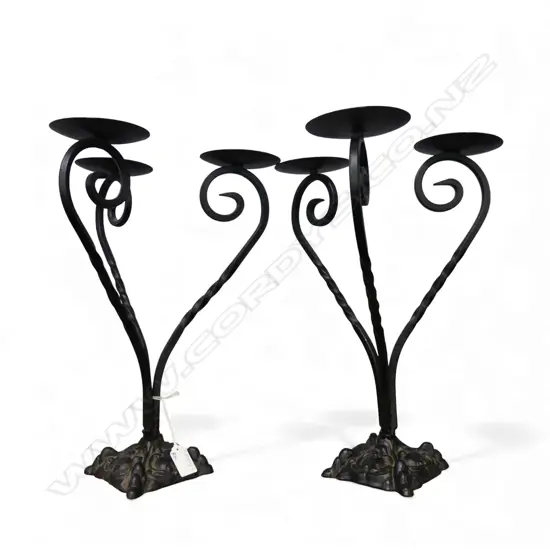PR BLACK METAL CANDLE HOLDERS H.370mm
